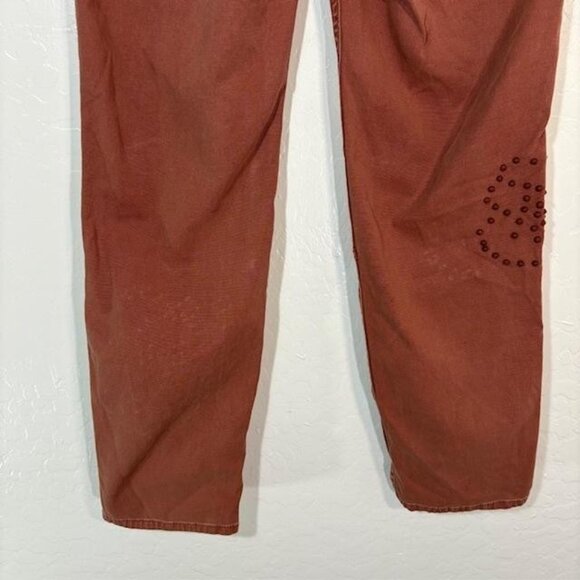 Anthropologie Pants Womens 27 Rust The Wanderer Studded Button Fly Utility - Picture 6 of 9